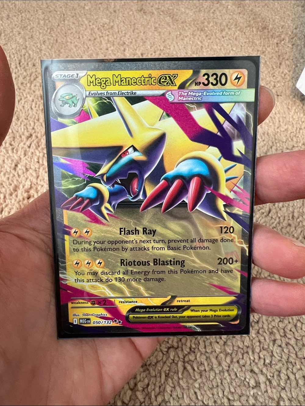 Pokemon Mega Manectric EX Yellow Blue Purple Trading Card